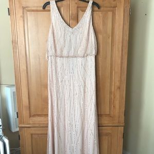 Champagne Adrianna Papell sequenced gown